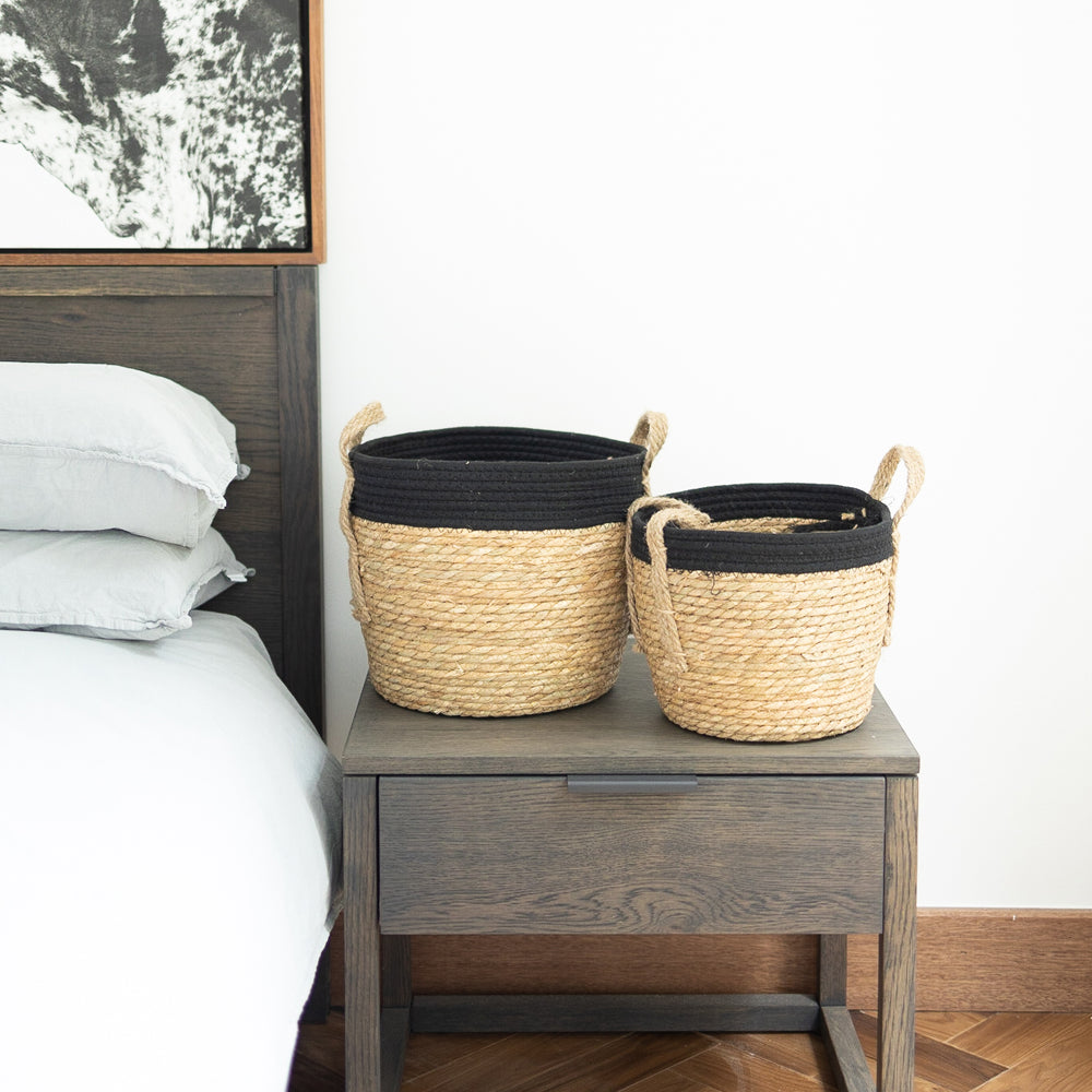 Black Cotton Rope Top with Grass Bottom and Hemp Handle