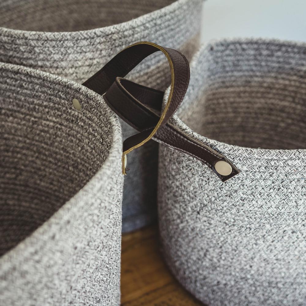 Grey Cotton Basket/ Bag