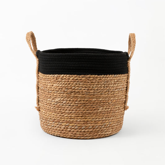 Black Cotton Rope Top with Grass Bottom and Hemp Handle