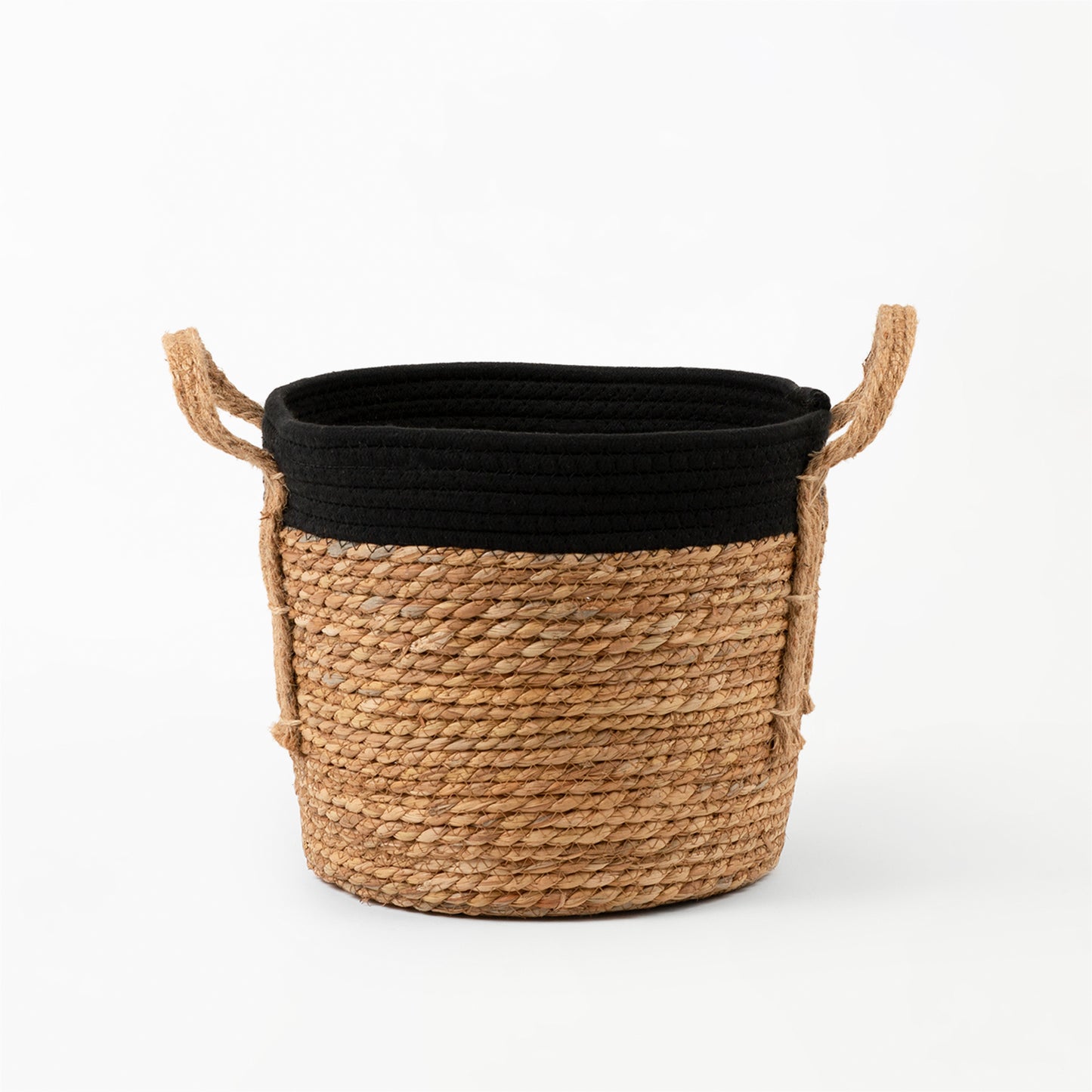 Black Cotton Rope Top with Grass Bottom and Hemp Handle