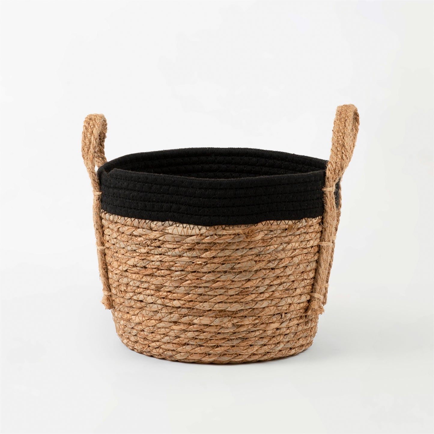 Black Cotton Rope Top with Grass Bottom and Hemp Handle