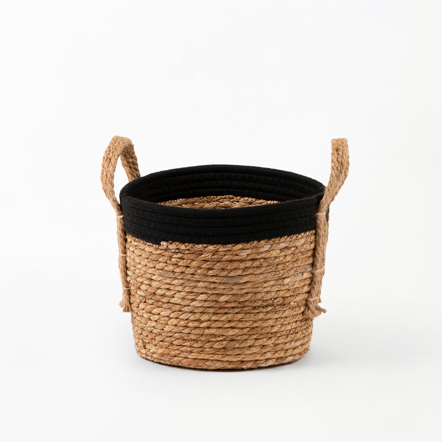 Black Cotton Rope Top with Grass Bottom and Hemp Handle