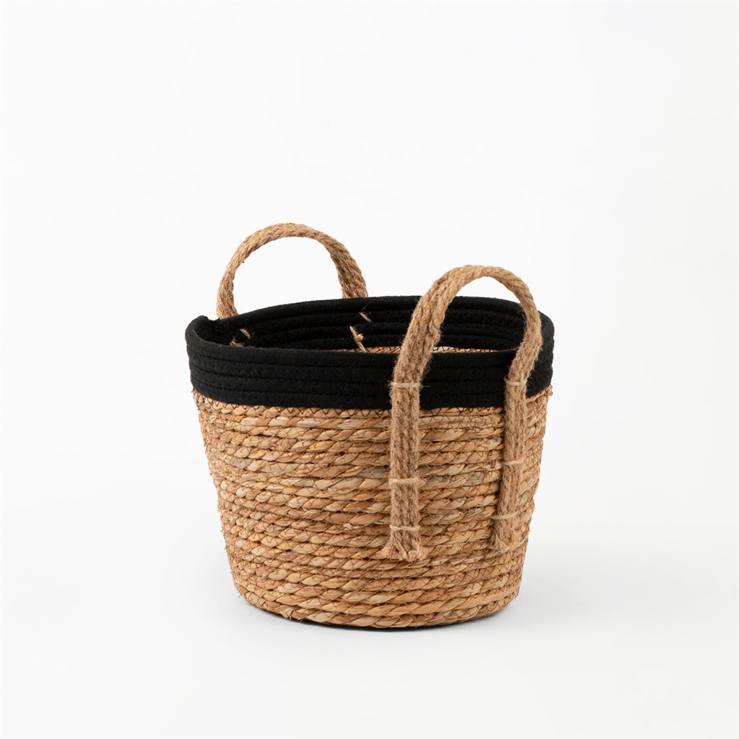 Black Cotton Rope Top with Grass Bottom and Hemp Handle
