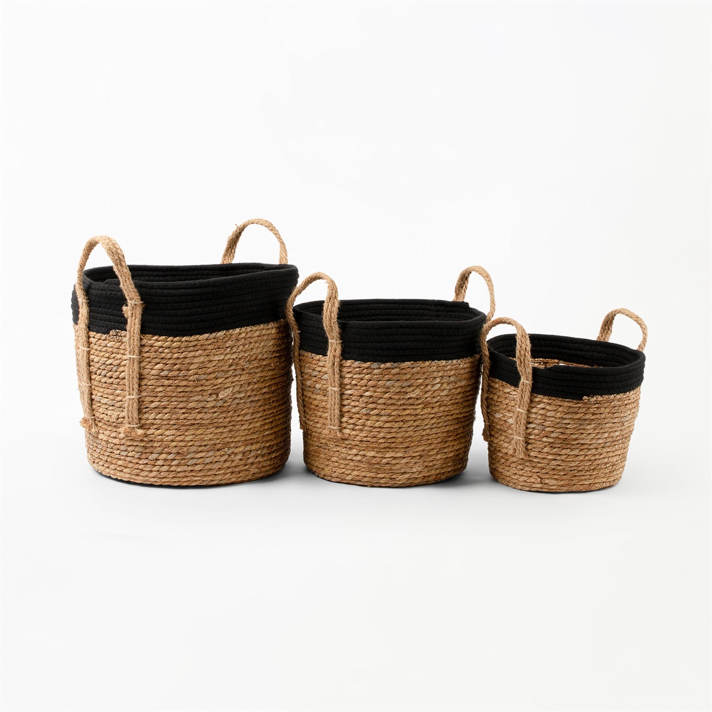 Black Cotton Rope Top with Grass Bottom and Hemp Handle