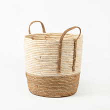 Load image into Gallery viewer, Natural Two-tone Basket with Hemp Handles
