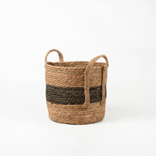 Load image into Gallery viewer, Natural and Black Stripe Basket with Hemp Handles
