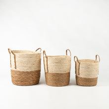Load image into Gallery viewer, Natural Two-tone Basket with Hemp Handles

