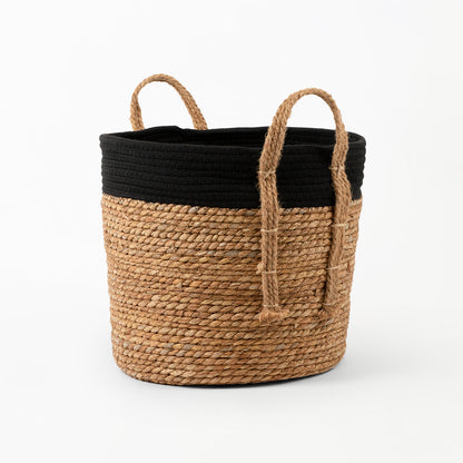Black Cotton Rope Top with Grass Bottom and Hemp Handle
