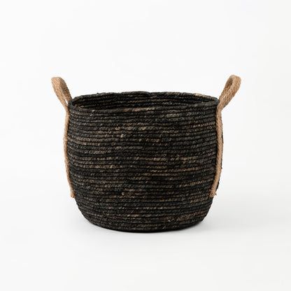 Black Basket with Hemp Handle