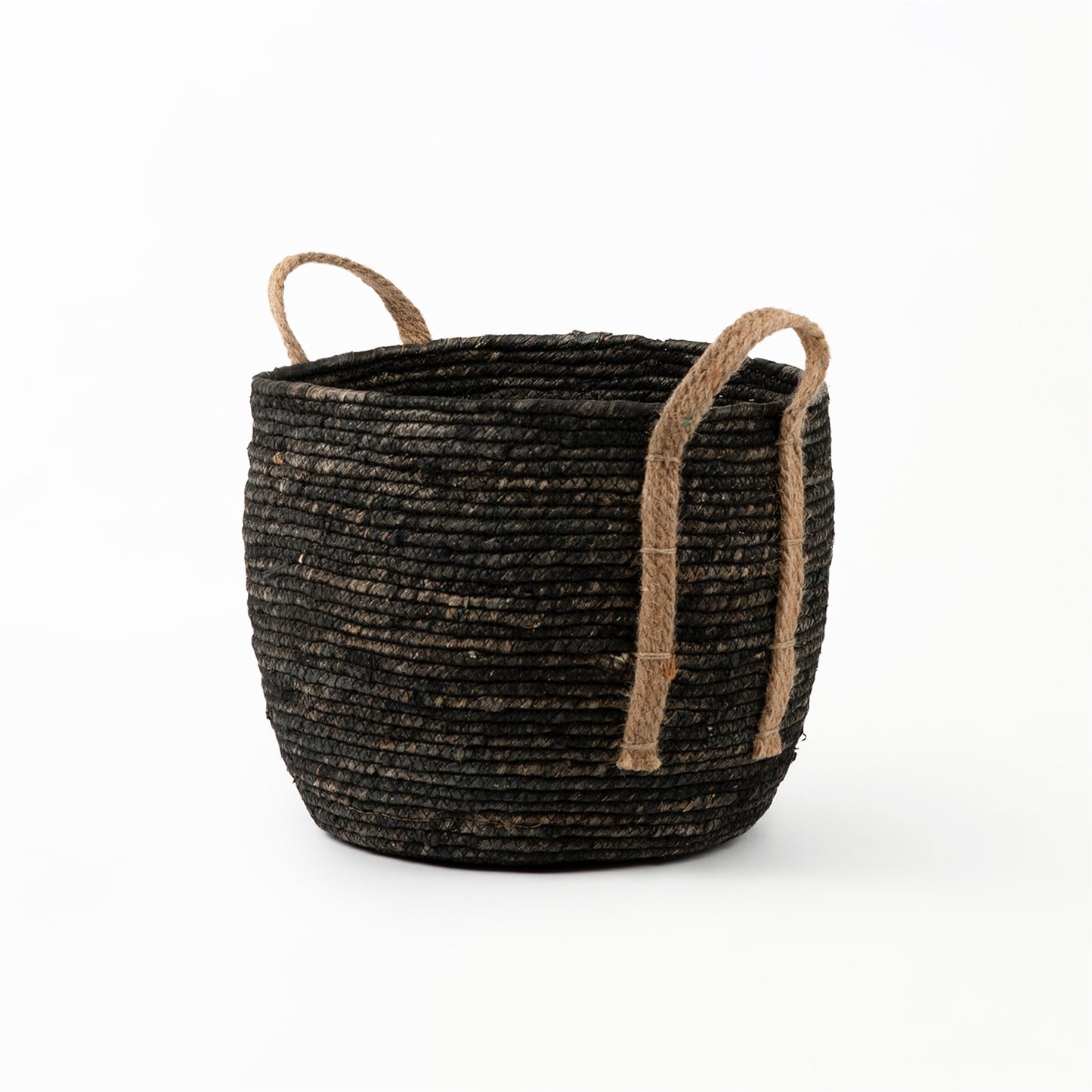 Black Basket with Hemp Handle