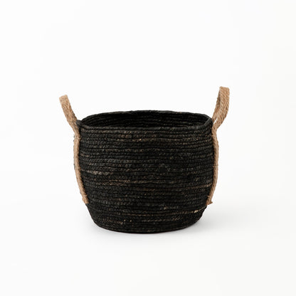 Black Basket with Hemp Handle