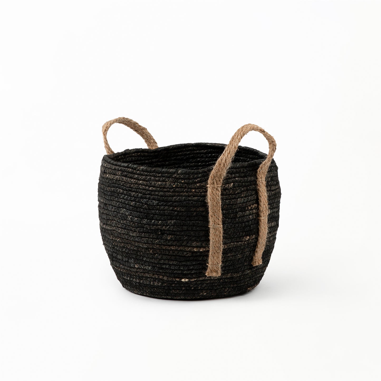 Black Basket with Hemp Handle