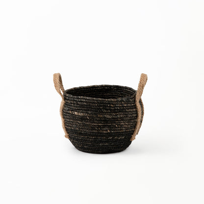 Black Basket with Hemp Handle