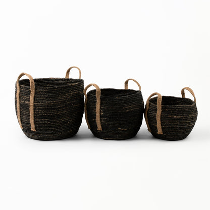 Black Basket with Hemp Handle