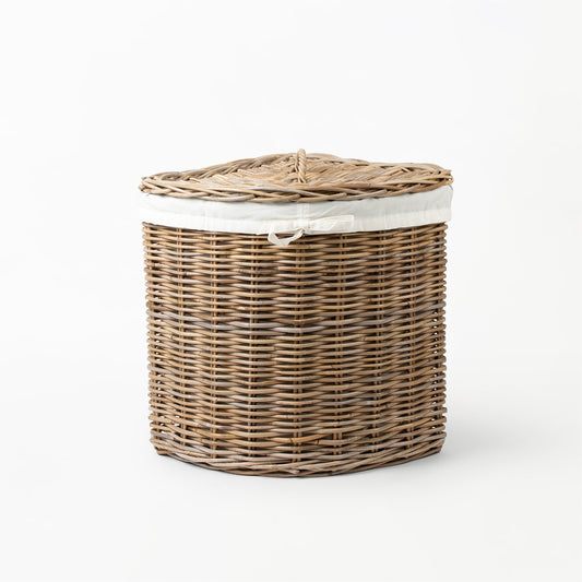 Rattan Corner Laundry Baskets with Lids and Linen Inner Bag
