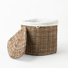 Load image into Gallery viewer, Rattan Corner Laundry Baskets with Lids and Linen Inner Bag
