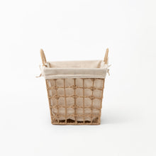 Load image into Gallery viewer, Square Hemp Tied Wire Basket with Hemp Fabric Inner
