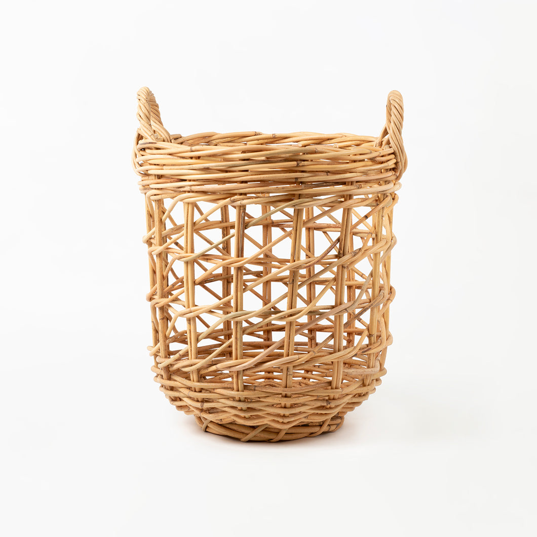 Rattan Round Open Weave Basket Natural