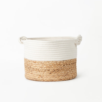 White Two-tone Basket with Knot Handle