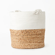 Load image into Gallery viewer, White Two-tone Basket with Knot Handle

