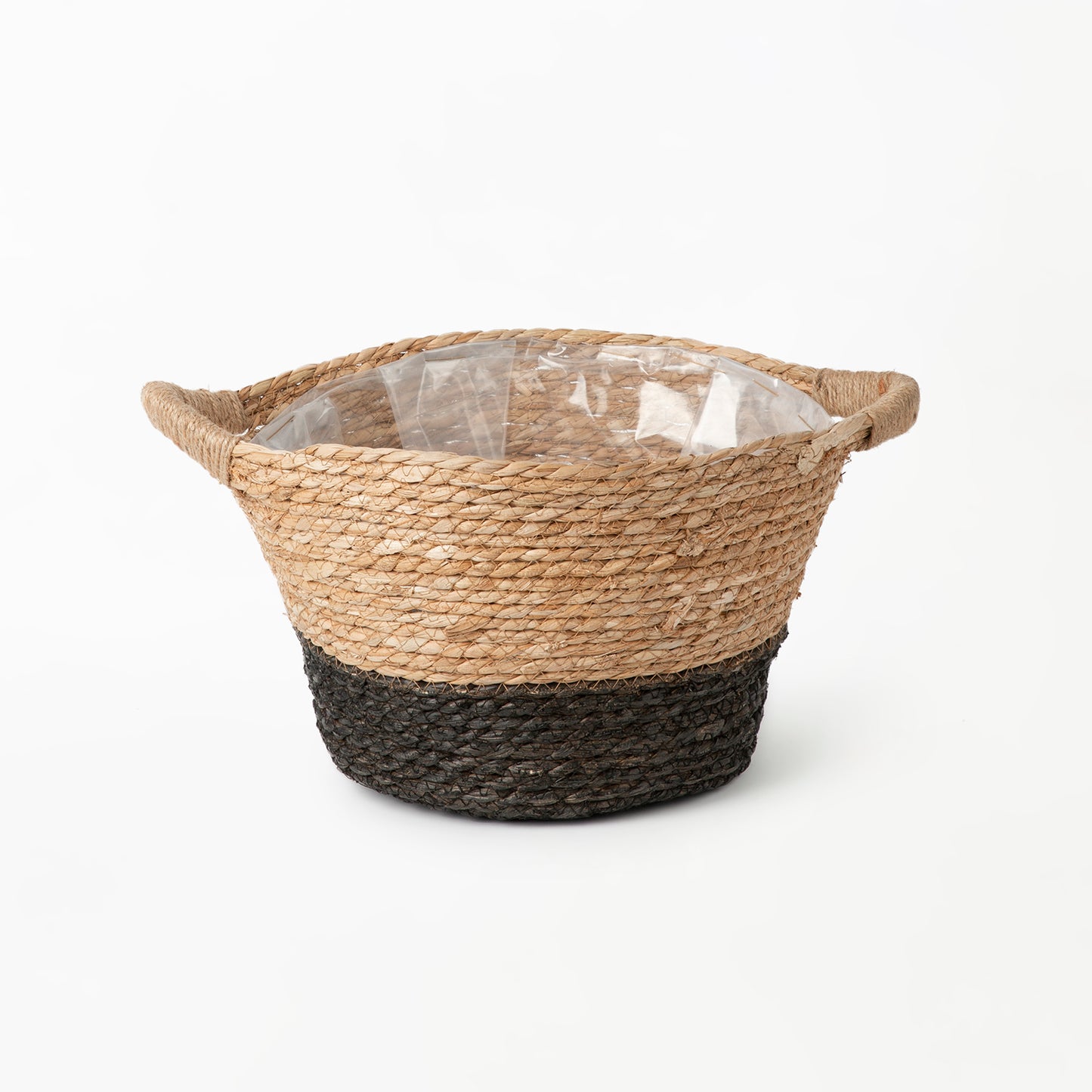 Black Two-tone Planter Basket with Hemp Handles