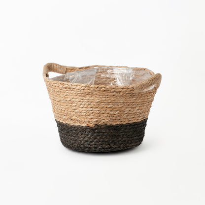 Black Two-tone Planter Basket with Hemp Handles