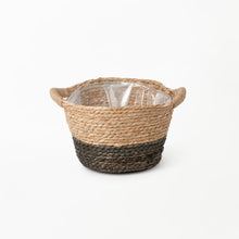 Load image into Gallery viewer, Black Two-tone Planter Basket with Hemp Handles

