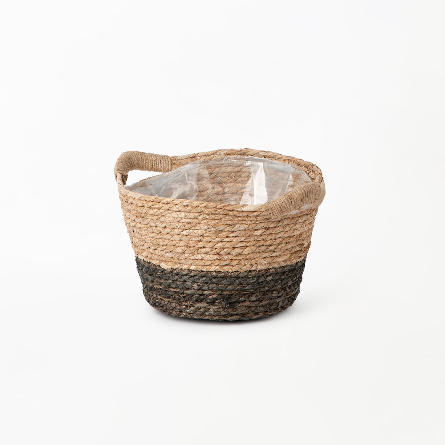 Black Two-tone Planter Basket with Hemp Handles