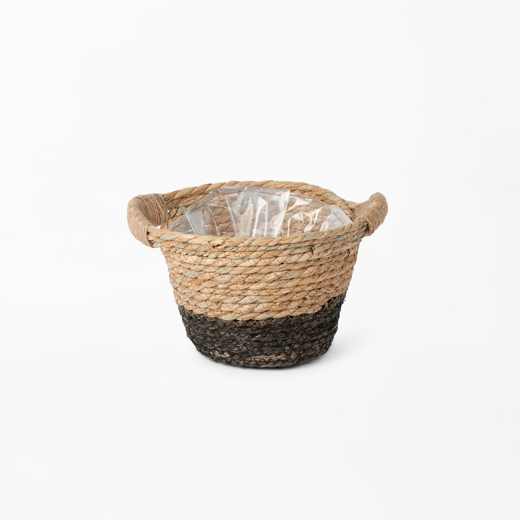 Black Two-tone Planter Basket with Hemp Handles