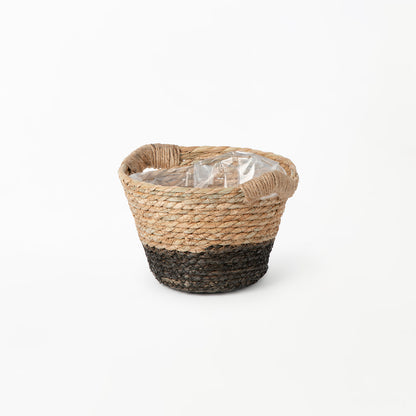 Black Two-tone Planter Basket with Hemp Handles