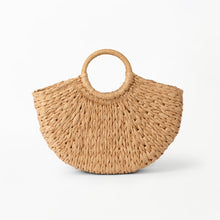 Load image into Gallery viewer, Bailey Half Moon Woven Bag in Caramel
