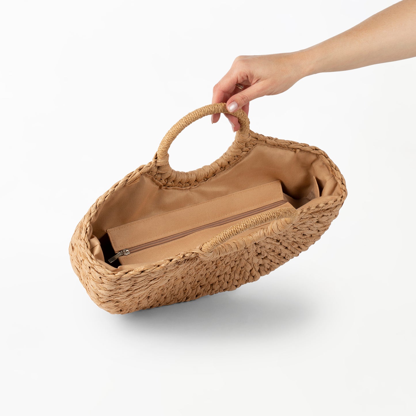 Bailey Half Moon Woven Bag in Caramel