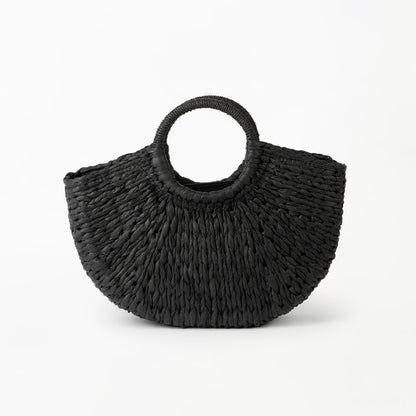 Bailey Half Moon Woven Bag in Black