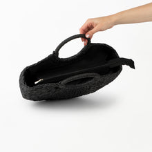 Load image into Gallery viewer, Bailey Half Moon Woven Bag in Black

