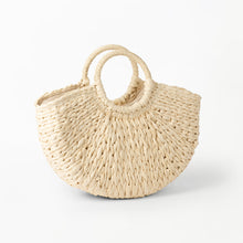 Load image into Gallery viewer, Bailey Half Moon Woven Bag in Light Beige

