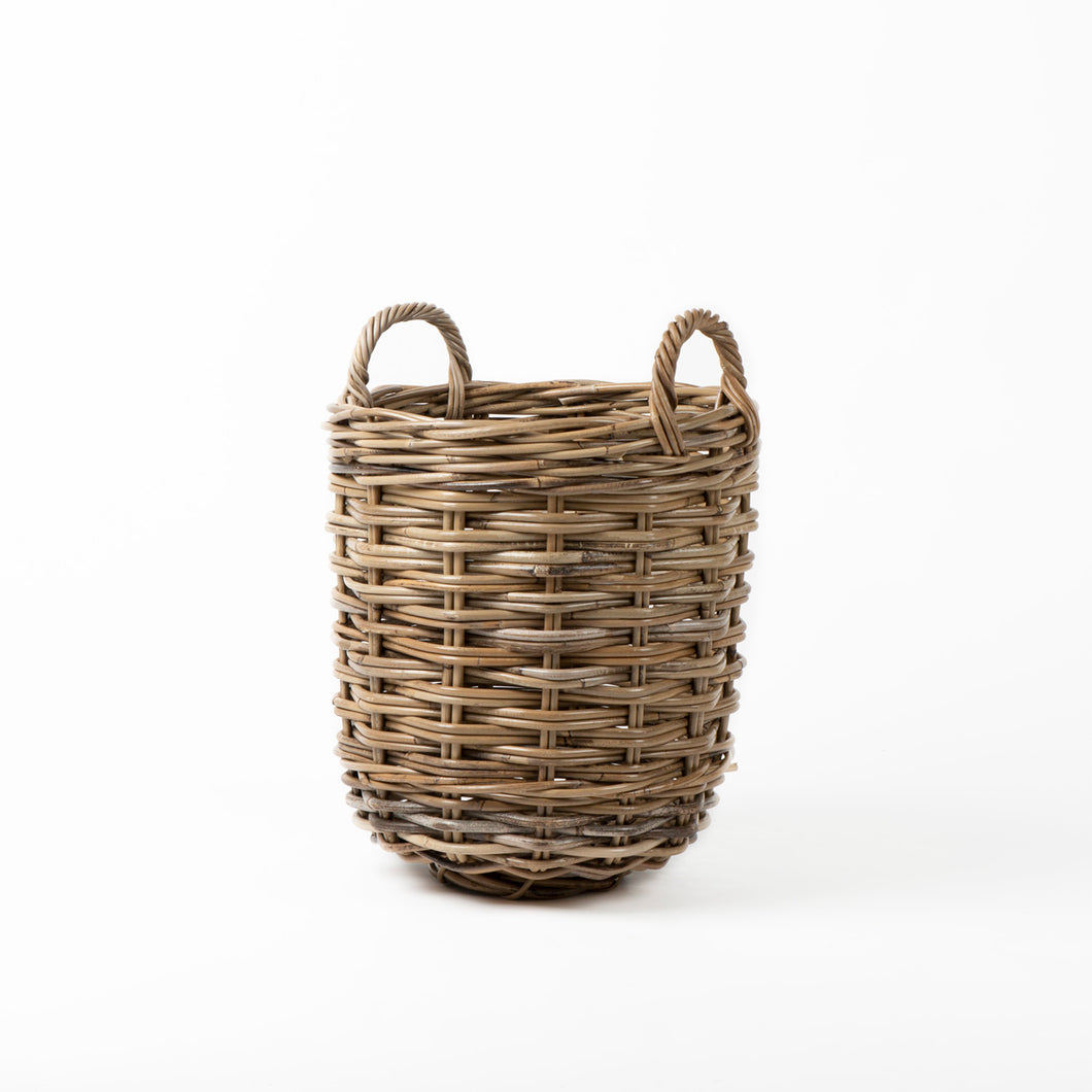 Rattan Round Basket In Kubu Grey